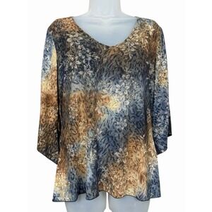 Vtg L Dark Romantic Floral Fairy Grunge Whimsigoth Witchy Flare Sleeve Top 90s